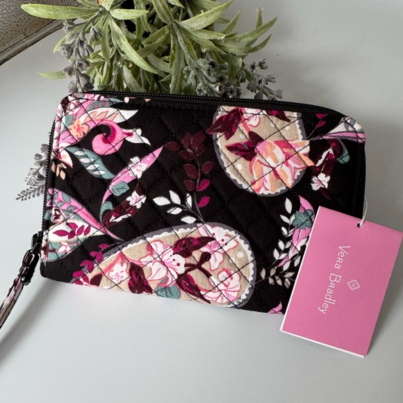 Vera Bradley Handbags - Vera Bradley Black and Pink Floral Wallet